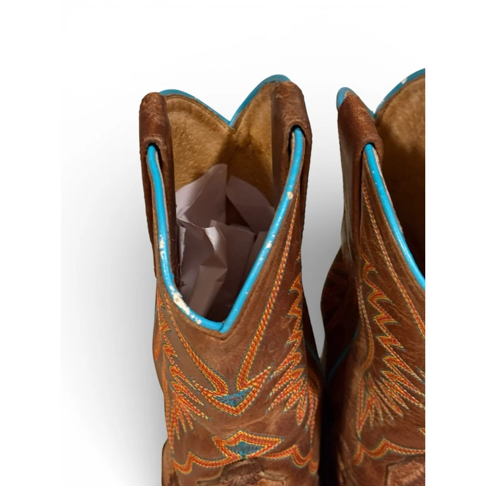 Anderson Bean Horse Power Crazy Train Patchwork Kids 8” Leather Boots Sz 13 - Picture 5 of 11
